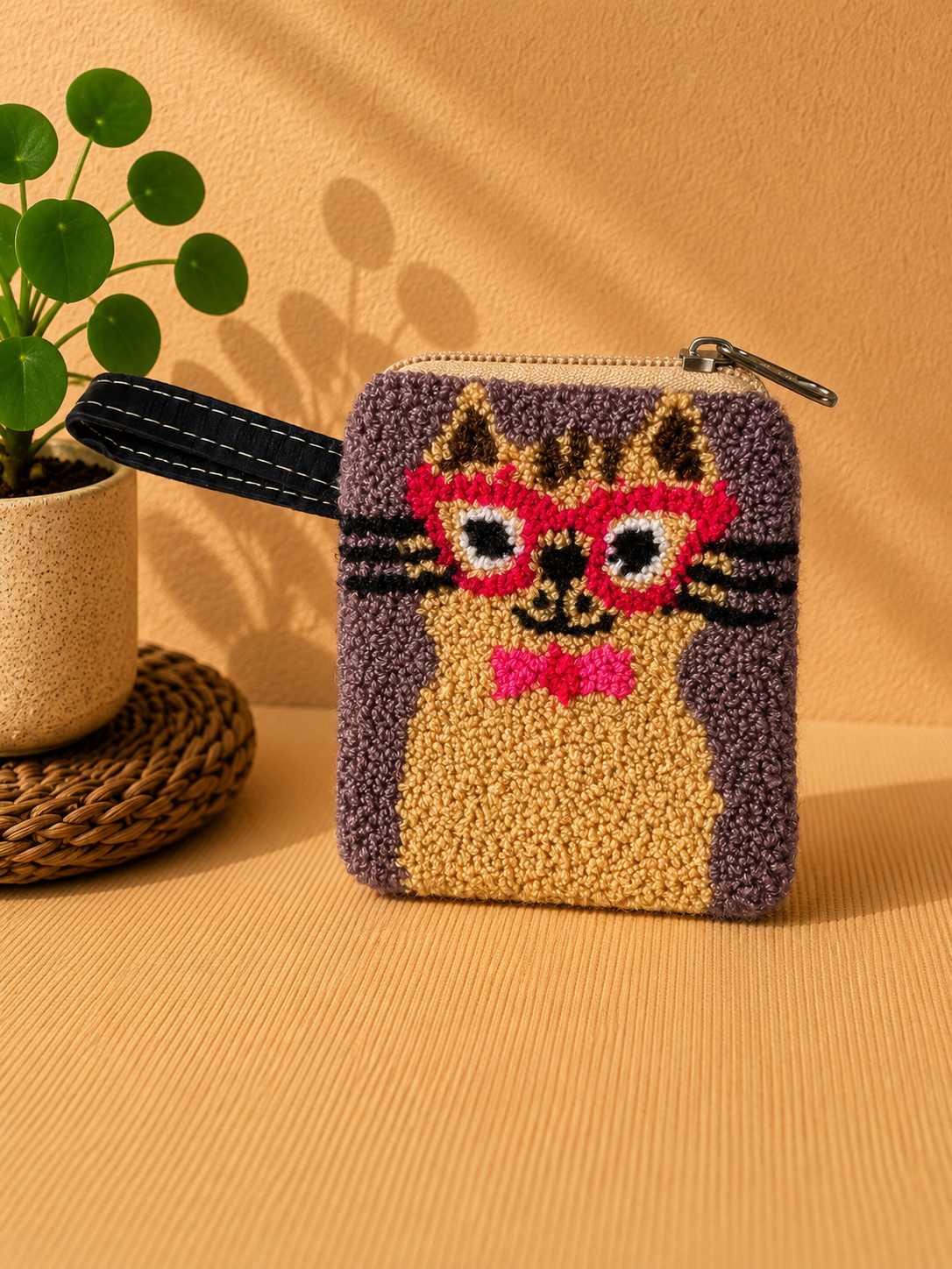 Handmade Wayuu Coin Purse SMALL– Colorful Artisan Mini Zipper Pouch with Whimsical Cats Design (Copy)