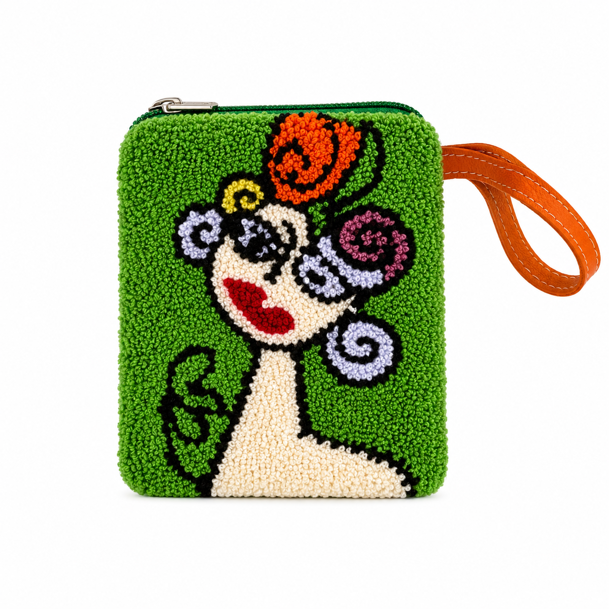 Handmade “Playful Portraits” SMALL Punch Needle Coin Purse – Artisan Character Zipper Pouch, Colorful Tufted Cosmetic Bag (Copy)