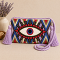 Handmade Turkish Eye Punch Needle Crossbody Bag – Evil Eye Artisan Clutch Purse