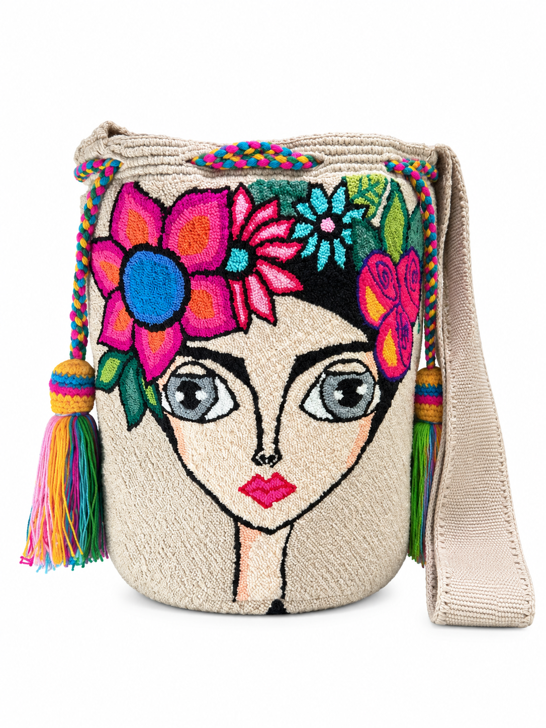 Frida Tropical Bloom Artisan Bucket Bag