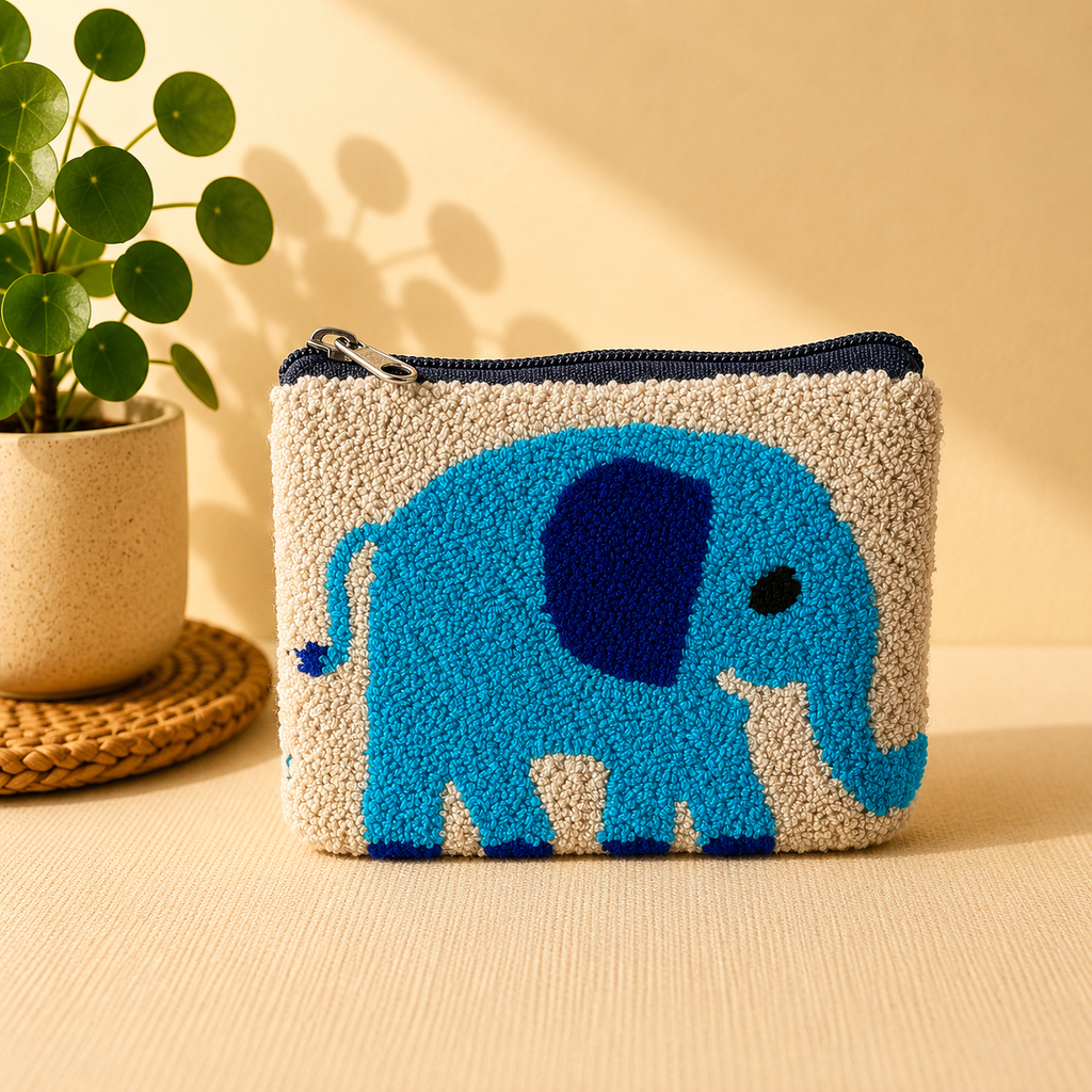 Handmade Zoo Animal Figures Coin Purse Collection – Elephant, Panda, Penguin, Fox & Hippo Mini Zipper Wallets