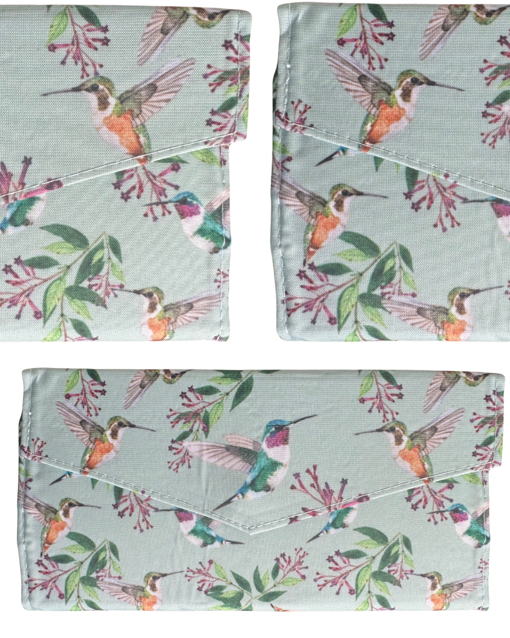 Handmade Women's Hummingbird Wallet | Slim Bifold Wallet with Card Slots | Botanical Bird Collection