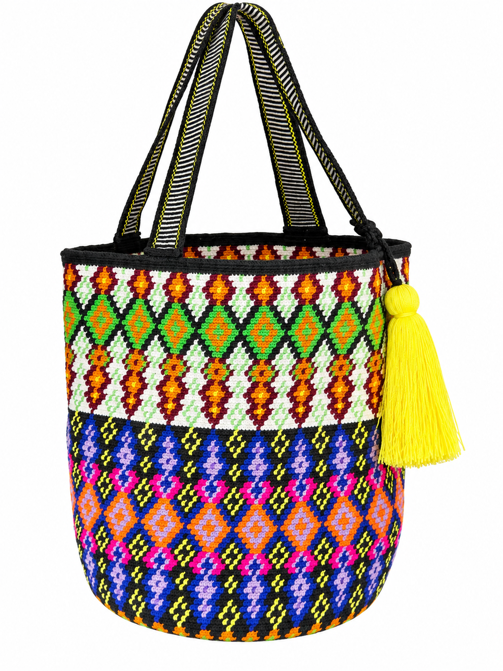 Geometric Festival Mochilón Playera | Handmade Colombian Oversized Tote