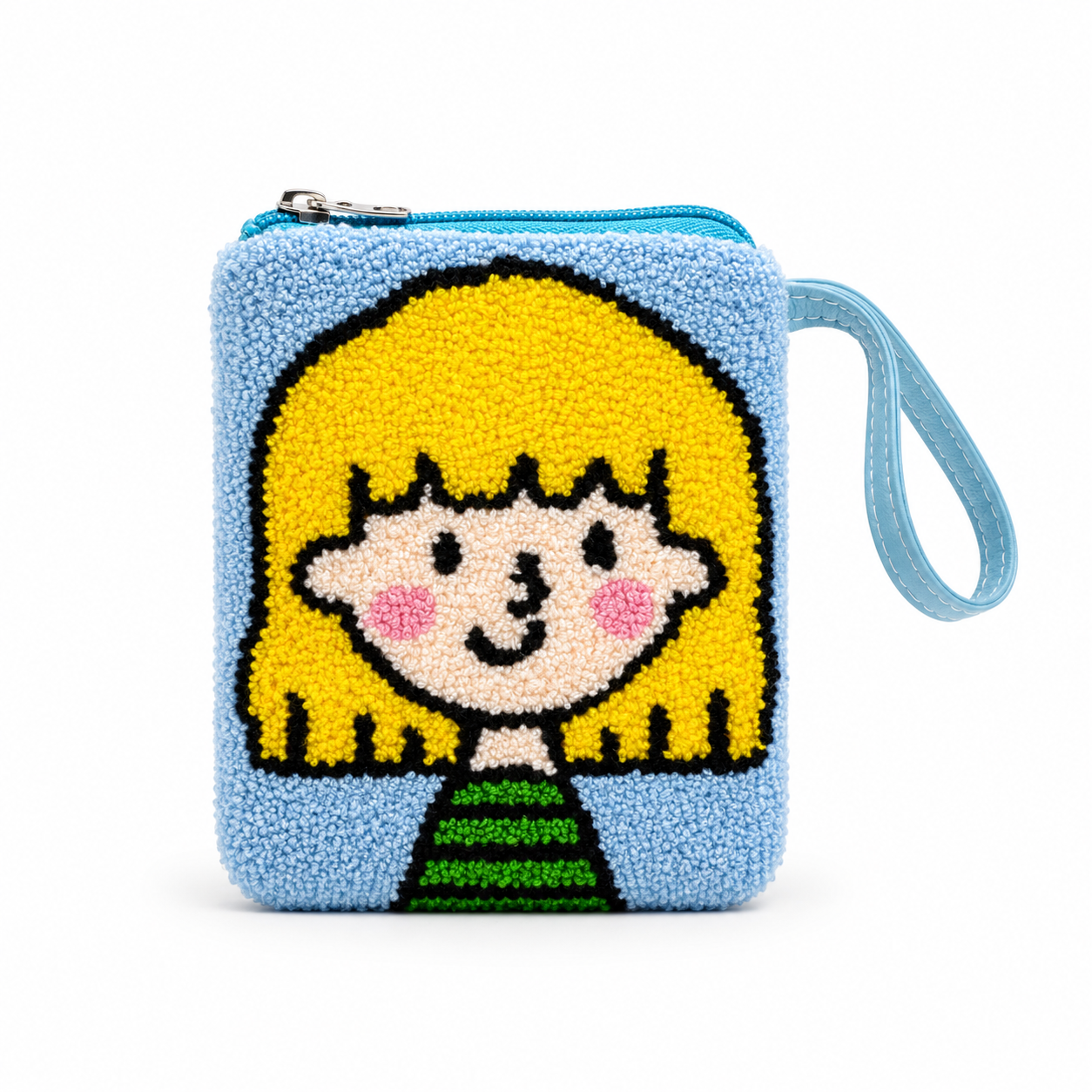 Handmade “Playful Portraits” SMALL Punch Needle Coin Purse – Artisan Character Zipper Pouch, Colorful Tufted Cosmetic Bag (Copy)