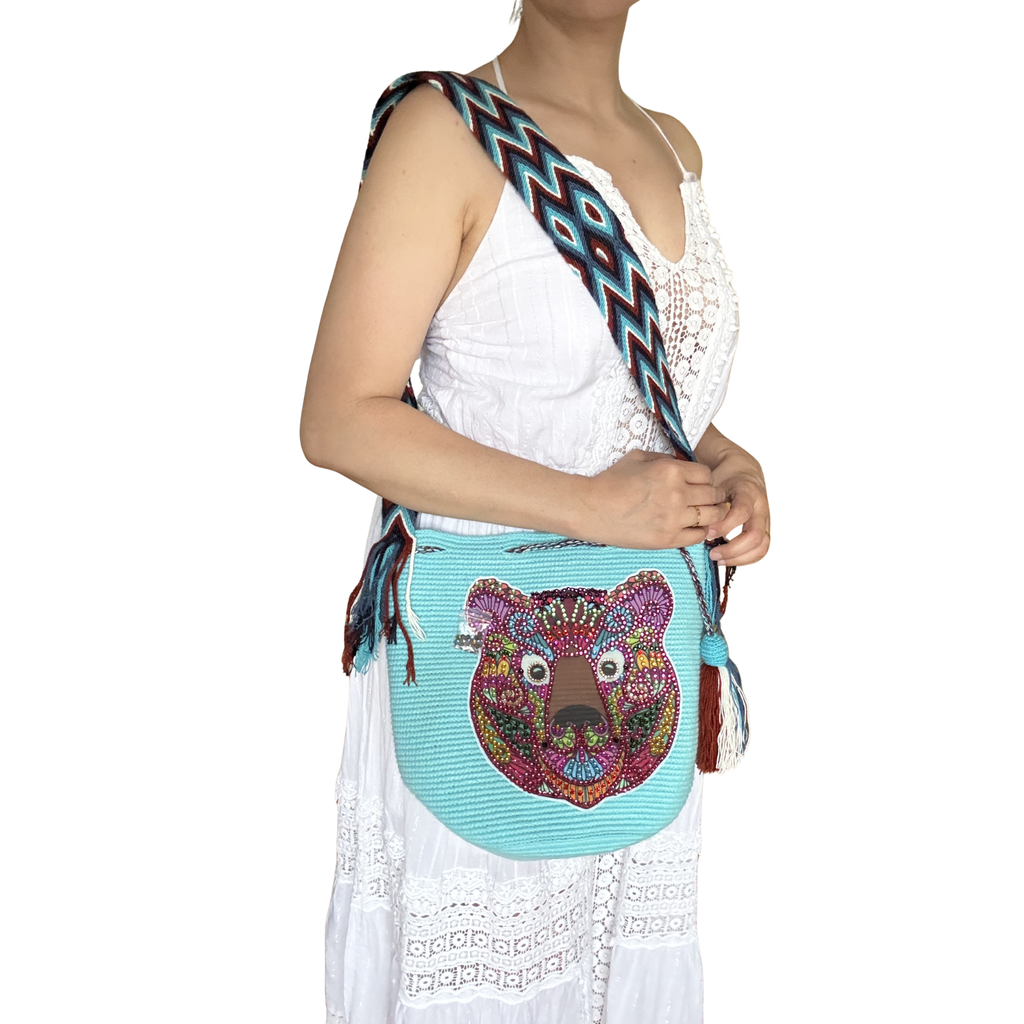 Handmade Wayuu Wildlife Collection Bag – Rhinestone Edition