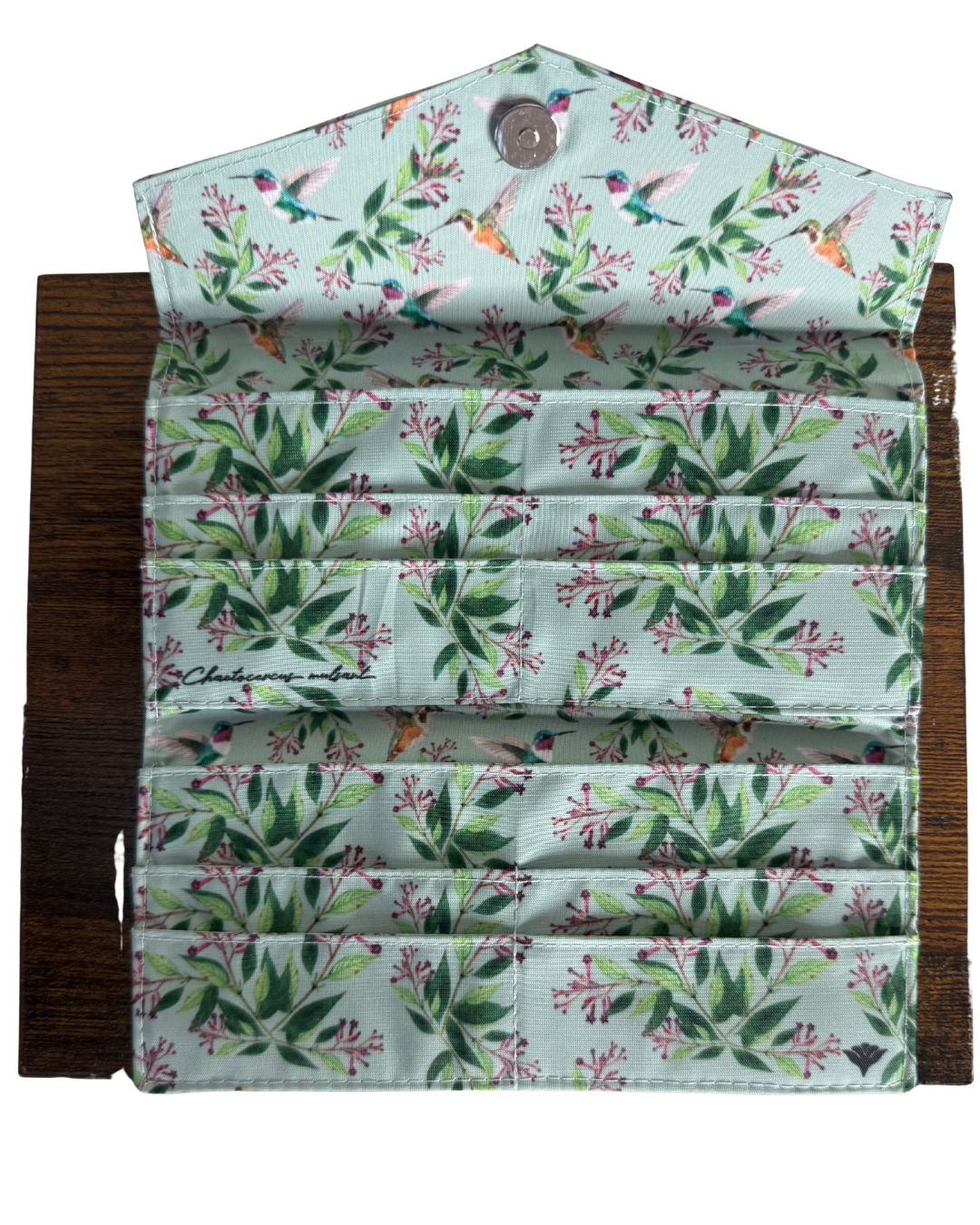 Handmade Women's Hummingbird Wallet | Slim Bifold Wallet with Card Slots | Botanical Bird Collection