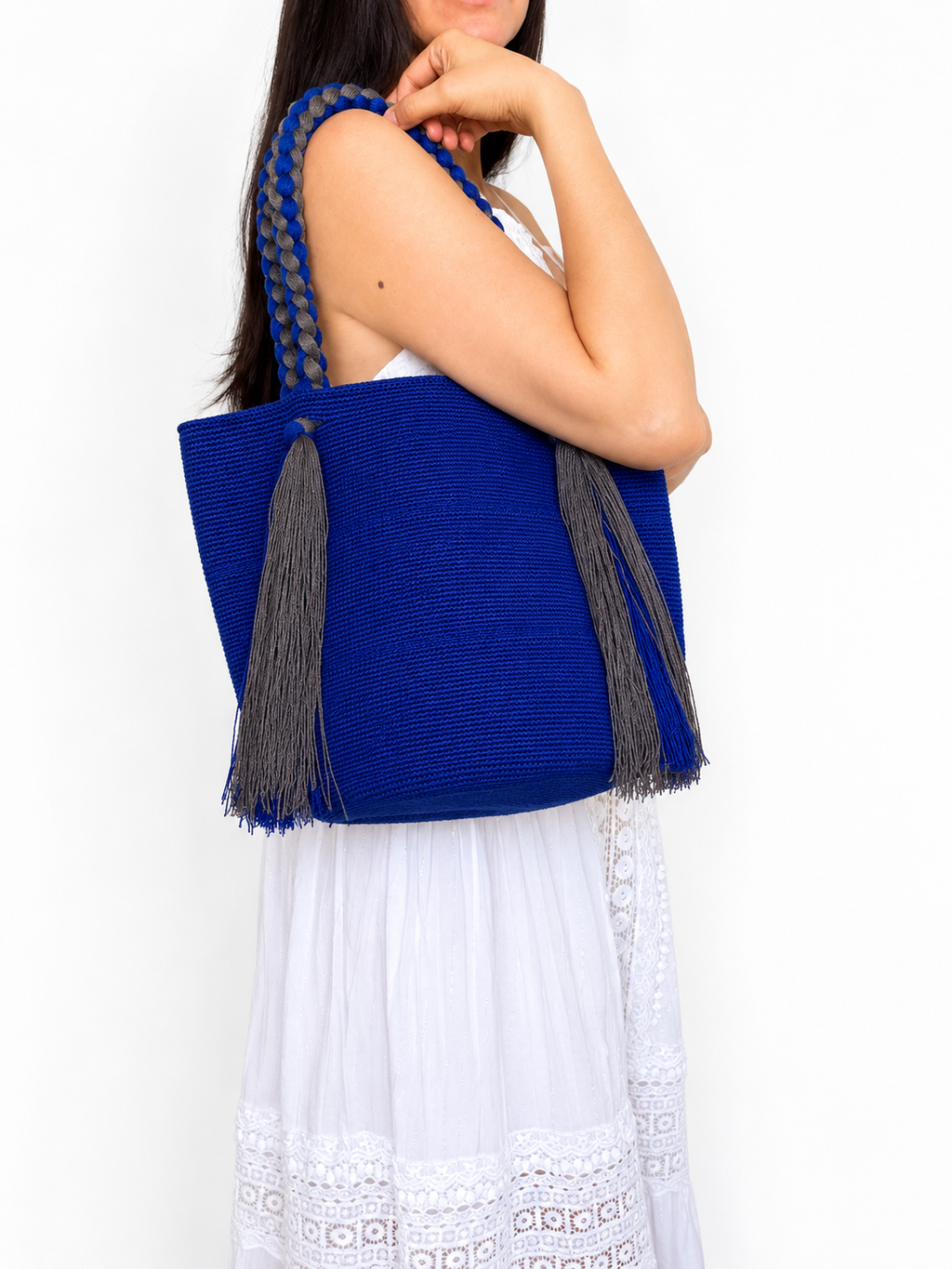 Handmade Wayuu Crochet Tote Bag – Braided Handle Shoulder Bag, Artisan Colombian Handbag