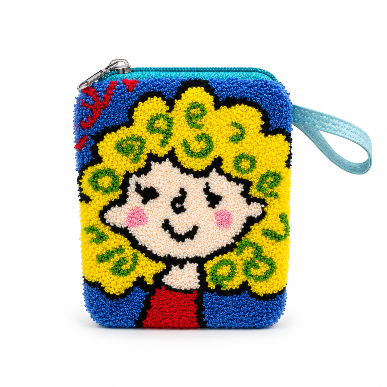 Handmade “Playful Portraits” SMALL Punch Needle Coin Purse – Artisan Character Zipper Pouch, Colorful Tufted Cosmetic Bag (Copy)
