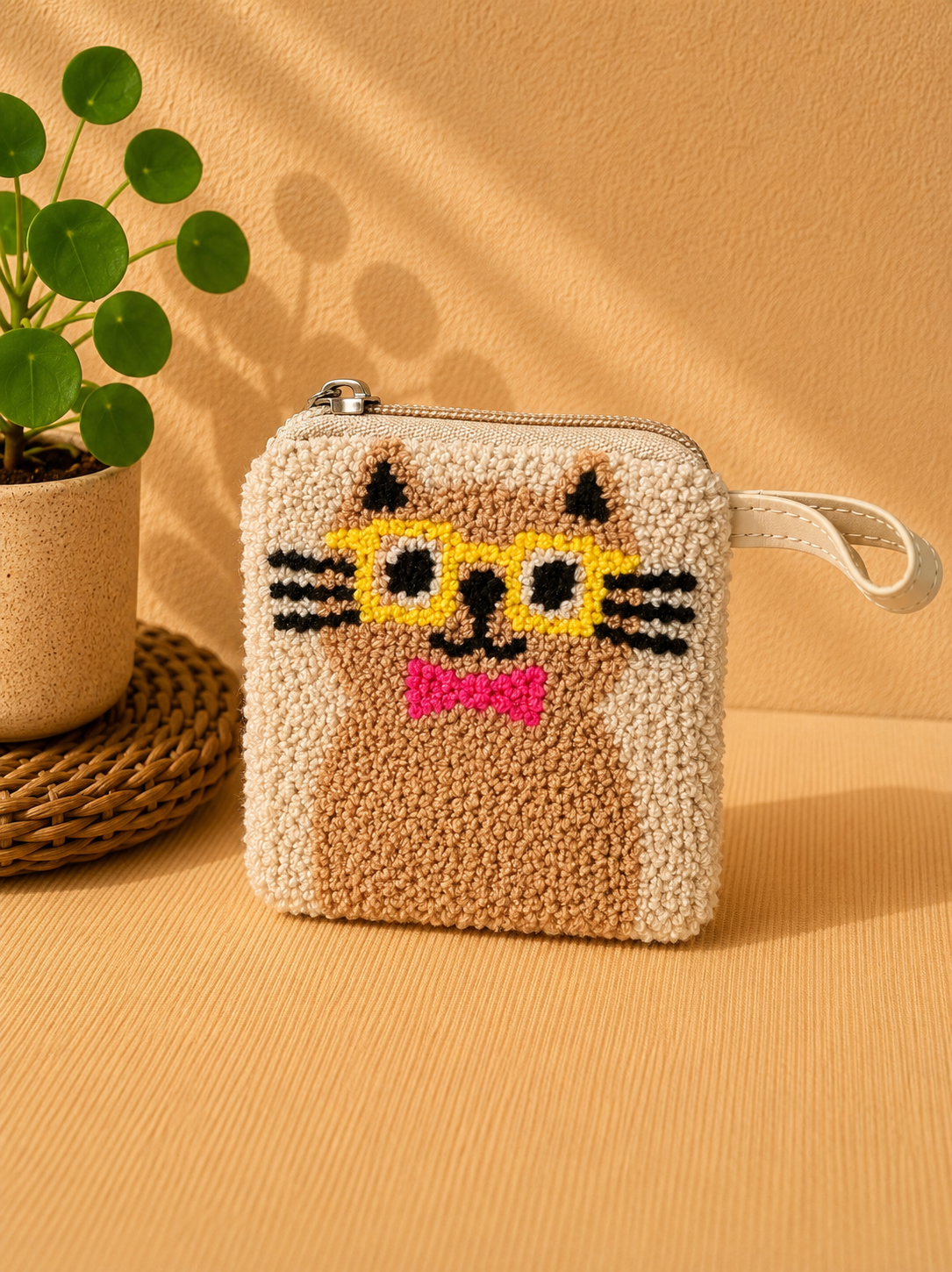 Handmade Wayuu Coin Purse SMALL– Colorful Artisan Mini Zipper Pouch with Whimsical Cats Design (Copy)