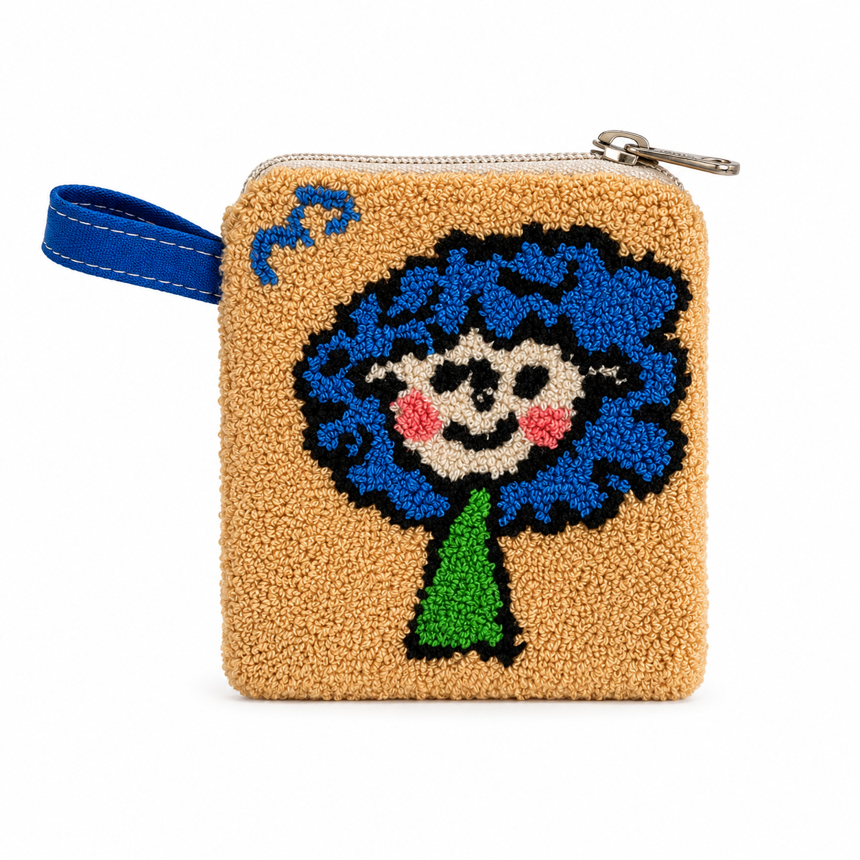 Handmade “Playful Portraits” SMALL Punch Needle Coin Purse – Artisan Character Zipper Pouch, Colorful Tufted Cosmetic Bag (Copy)