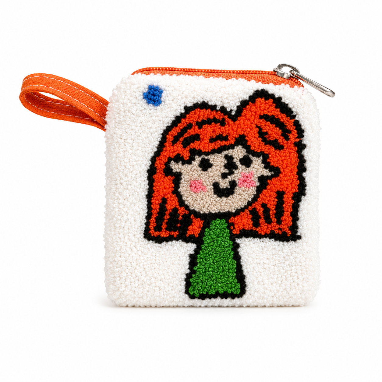 Handmade “Playful Portraits” SMALL Punch Needle Coin Purse – Artisan Character Zipper Pouch, Colorful Tufted Cosmetic Bag (Copy)