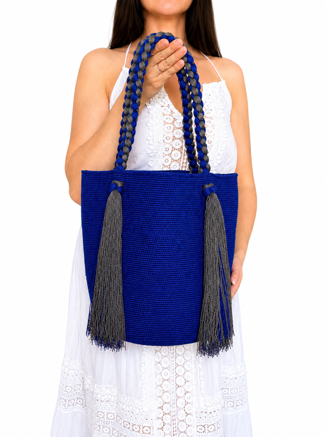 Handmade Wayuu Crochet Tote Bag – Braided Handle Shoulder Bag, Artisan Colombian Handbag