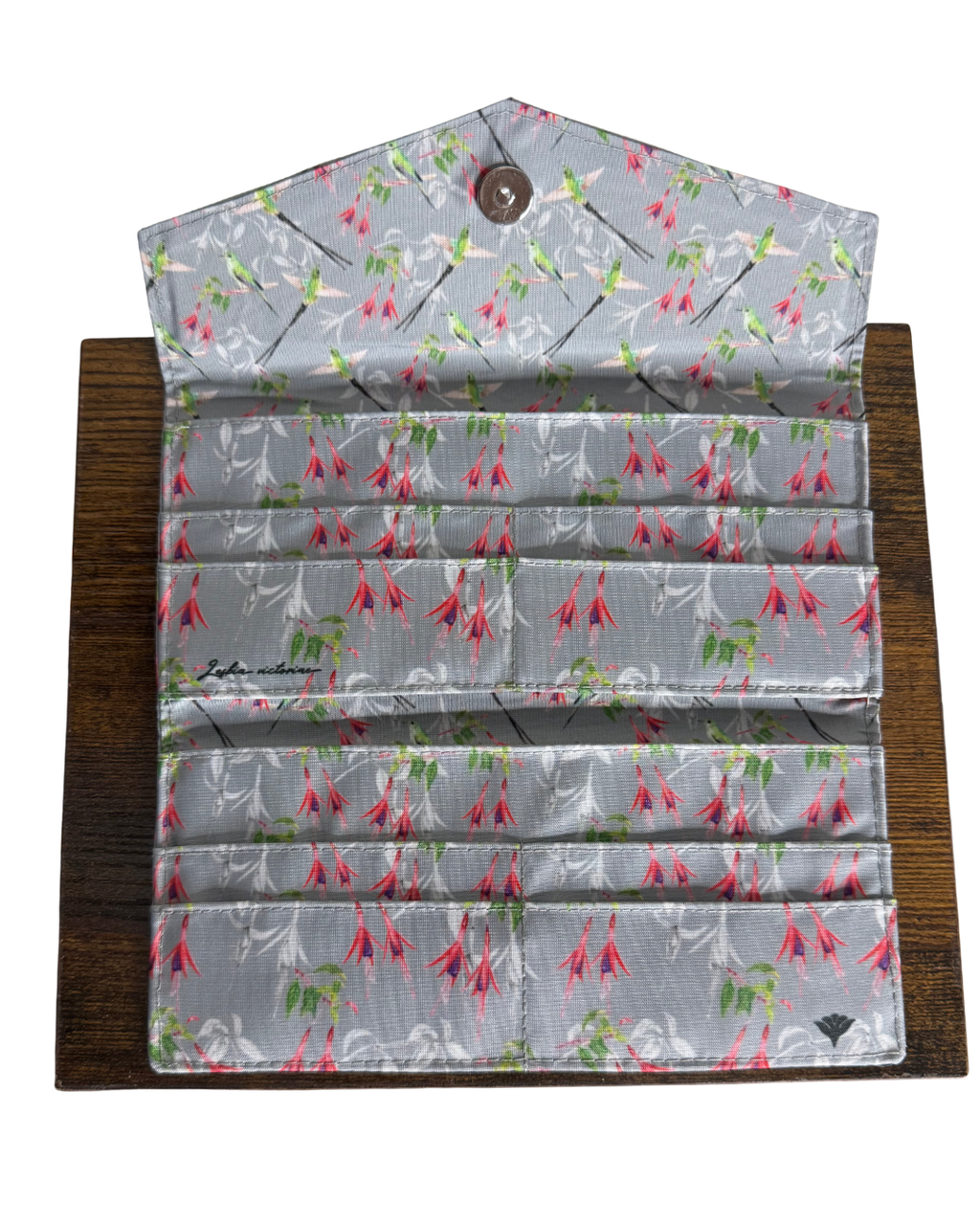 Handmade Women's Hummingbird Wallet | Slim Bifold Wallet with Card Slots | Botanical Bird Collection