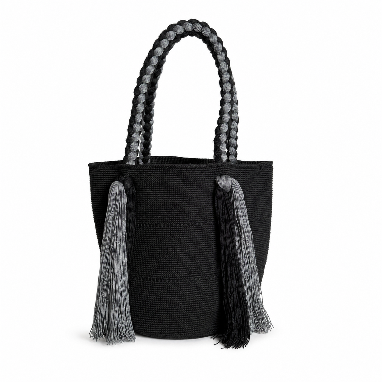 Handmade Wayuu Crochet Tote Bag – Braided Handle Shoulder Bag, Artisan Colombian Handbag