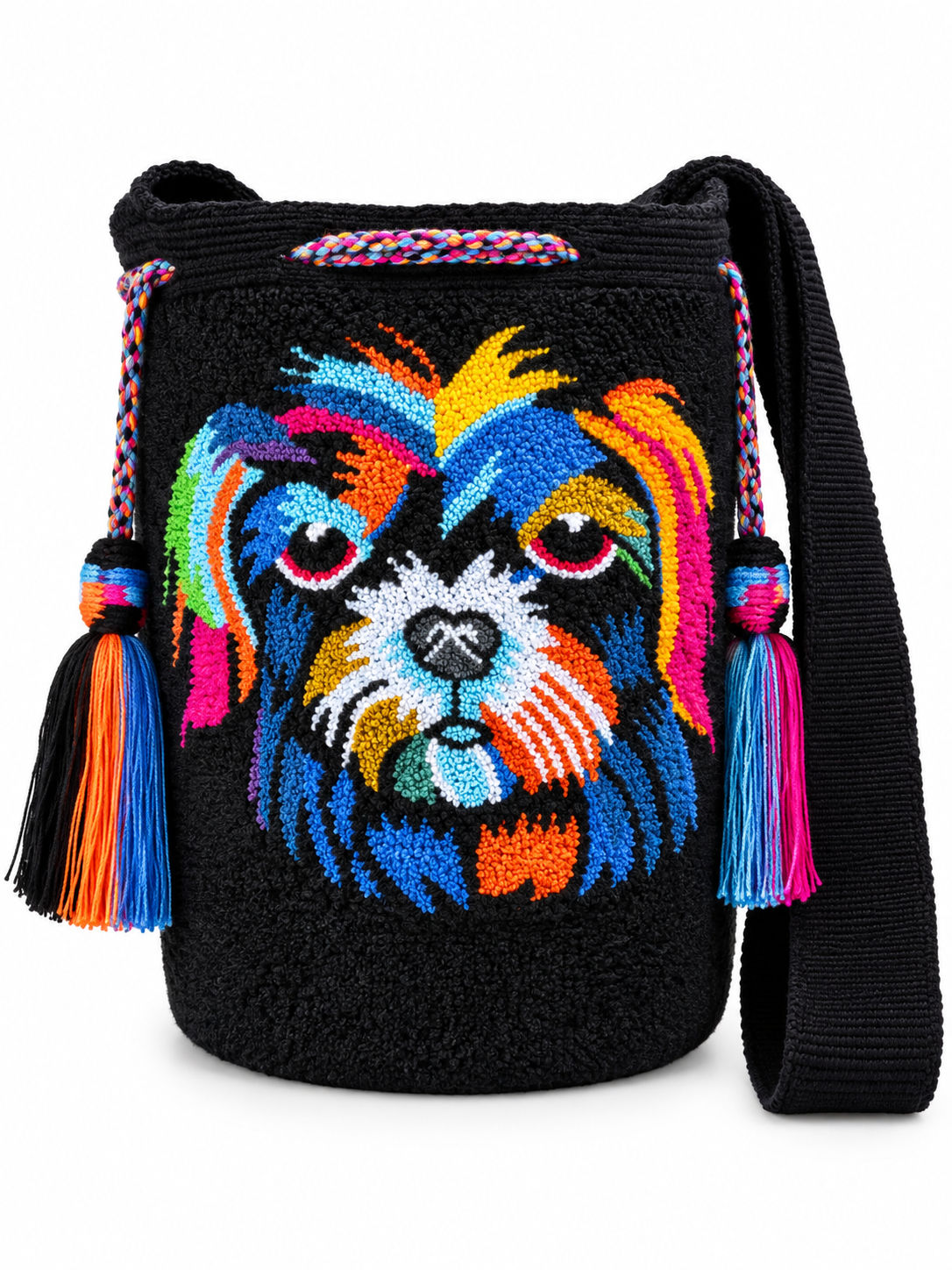 Colorful Pup Artisan Bucket Bag
