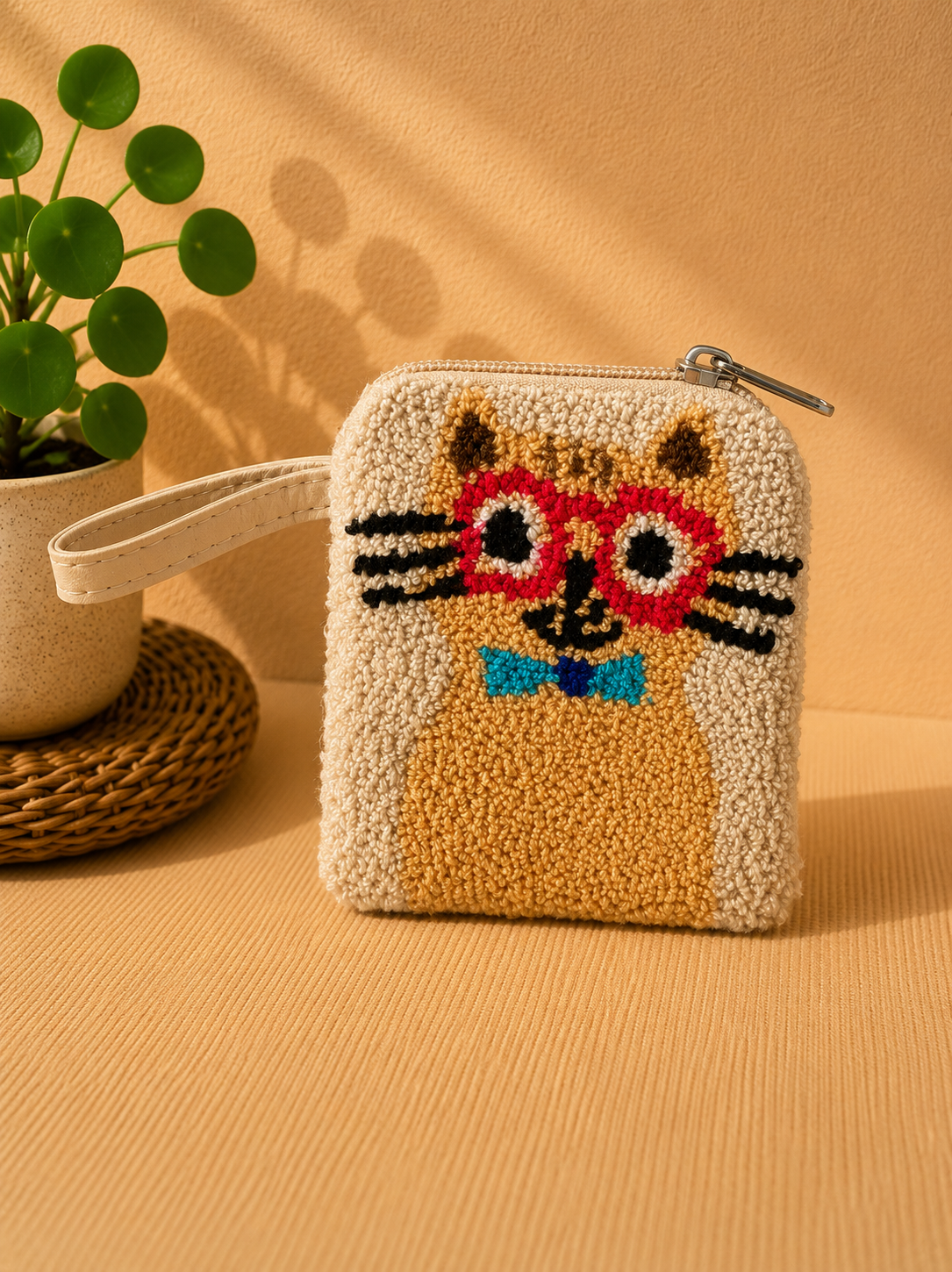 Handmade Wayuu Coin Purse SMALL– Colorful Artisan Mini Zipper Pouch with Whimsical Cats Design (Copy)