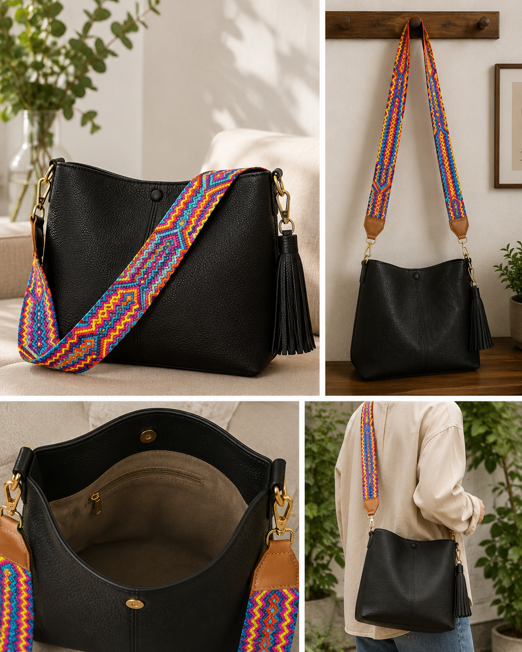 Handmade Wayuu Bag Strap – Crimson Heritage