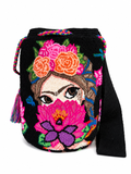 Original Bloom Wayuu Mochila – Handcrafted Floral Portrait Bucket Bag