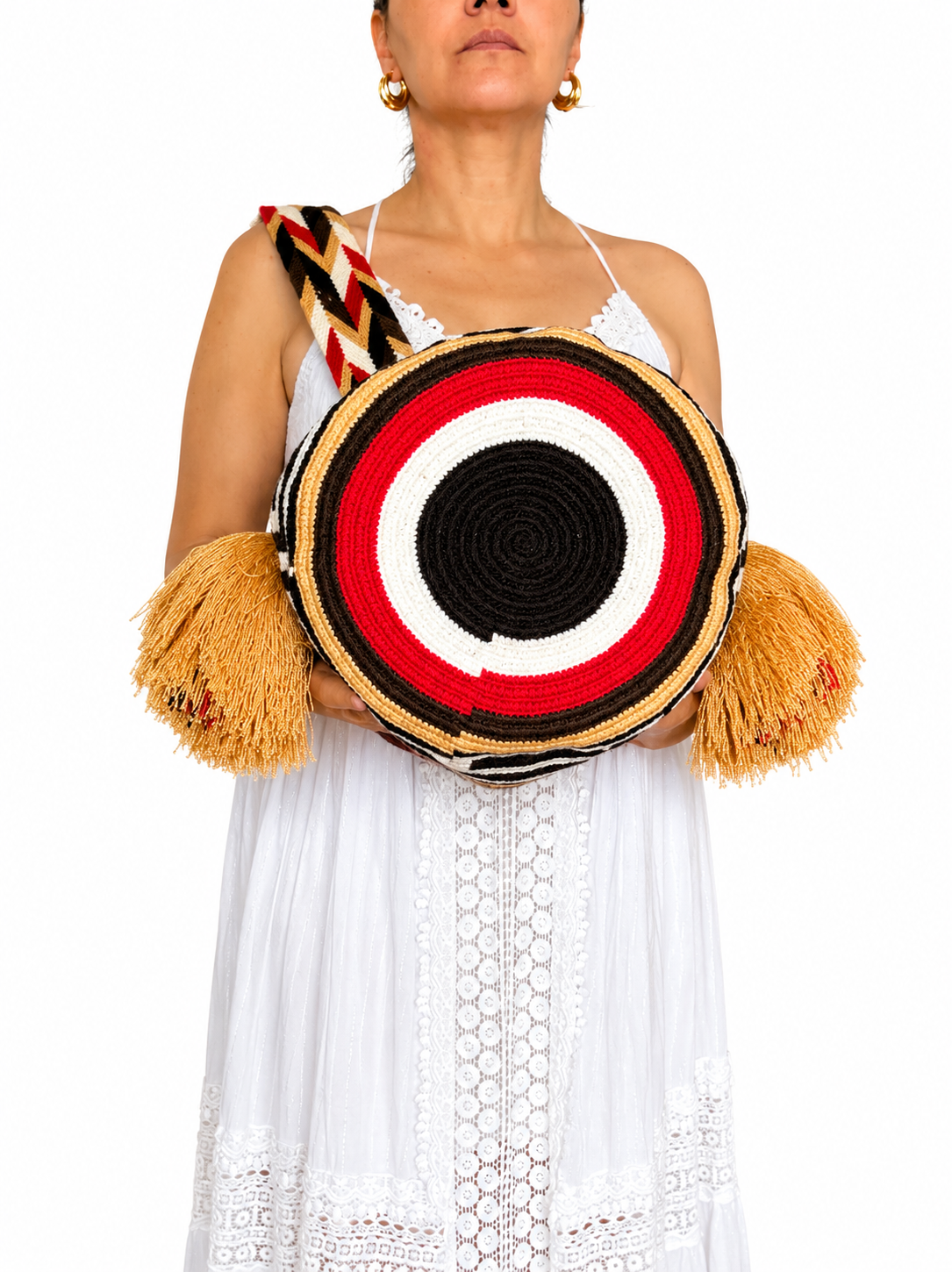 Handmade Wayuu Crossbody Bag – Geometric Crochet Bucket Bag, Colombian Artisan Shoulder Purse