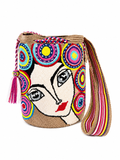 Modern Portrait Wayuu Mochila – Handmade Colombian Artisan Bucket Bag