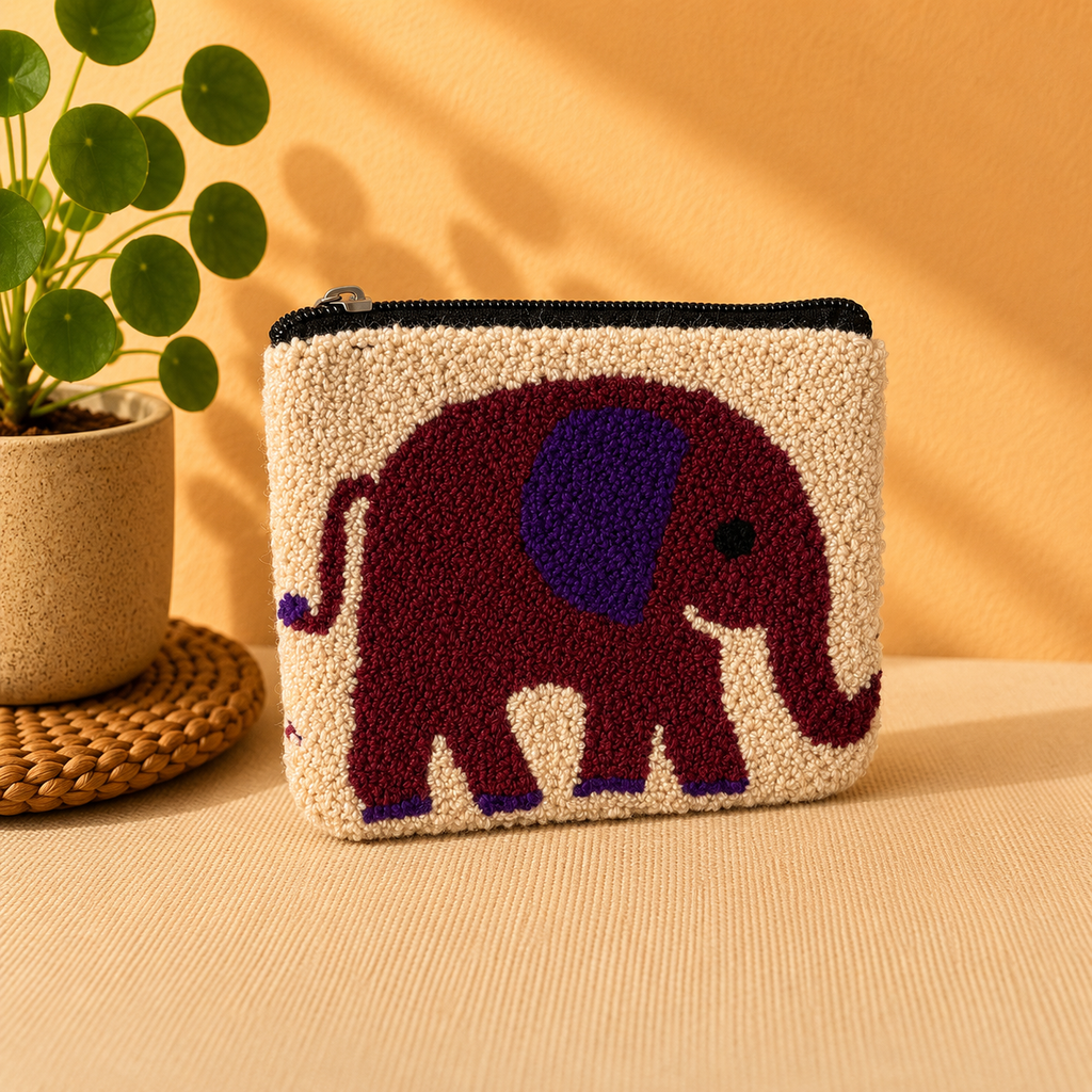 Handmade Zoo Animal Figures Coin Purse Collection – Elephant, Panda, Penguin, Fox & Hippo Mini Zipper Wallets