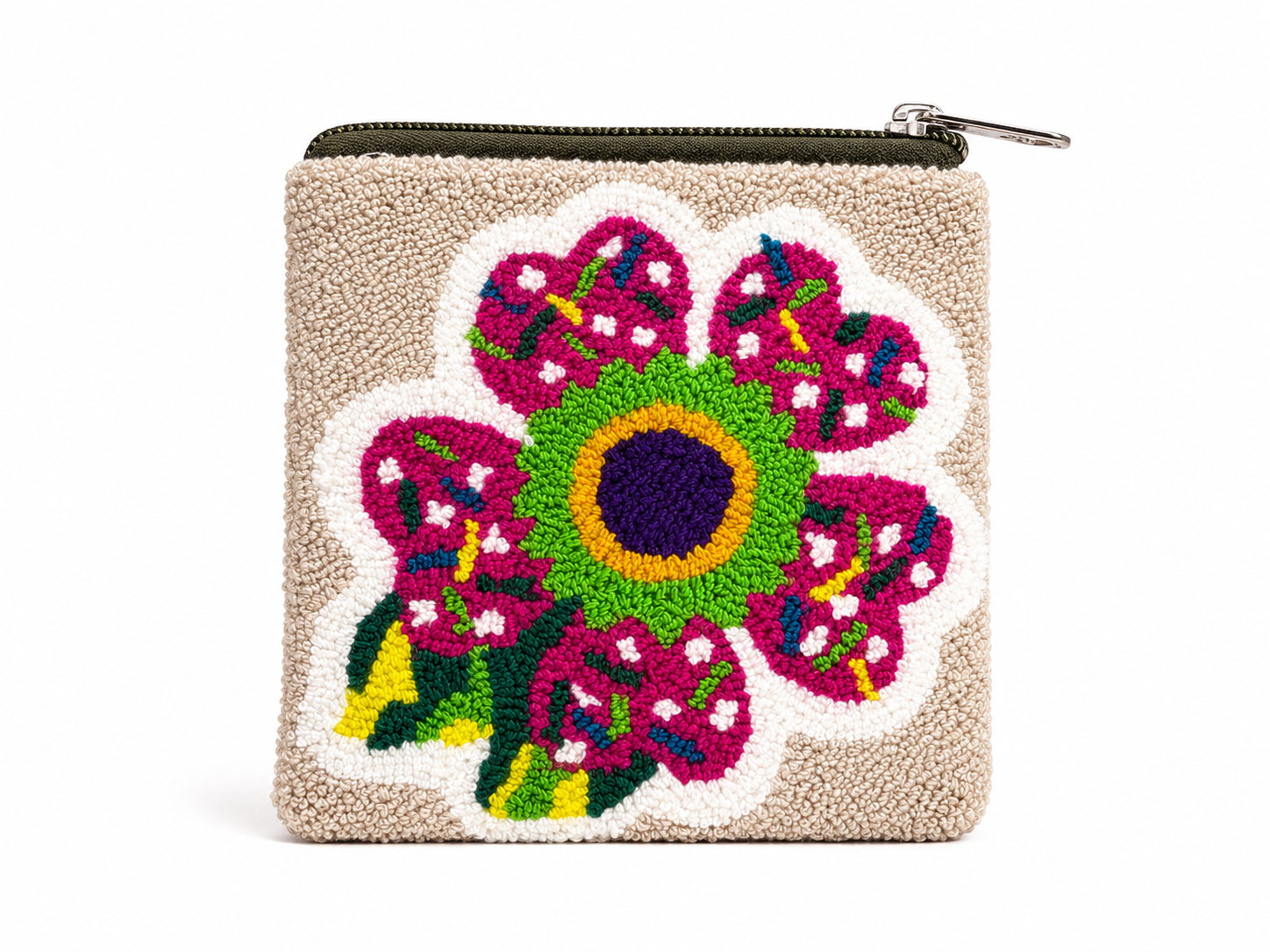 Handmade Wayuu Floral Mini Pouch – Artisan Crochet Zipper Wallet