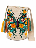 Handmade Wayuu Butterfly Bucket Bag | Luxury Colombian Crochet Crossbody Bag