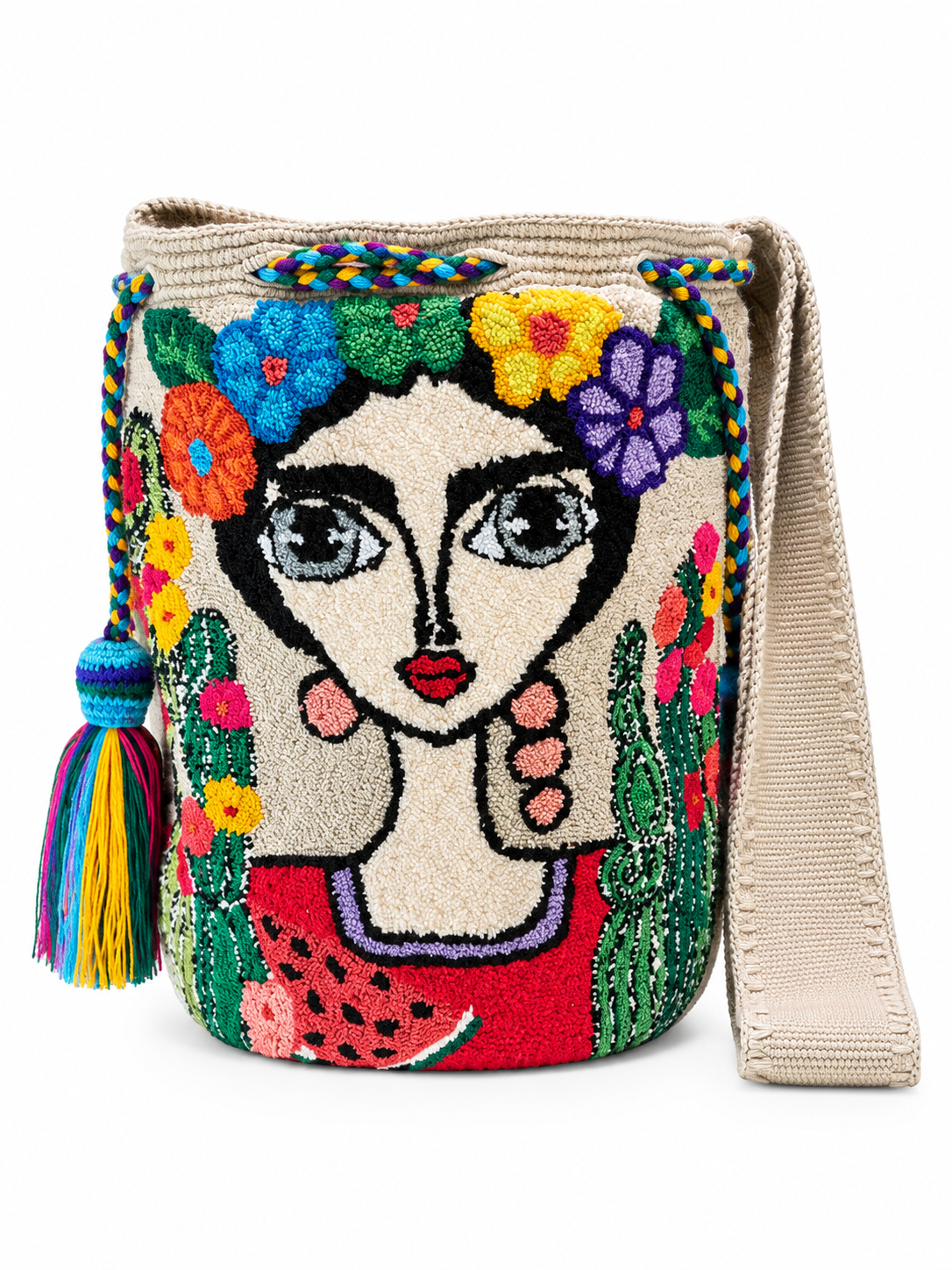 Frida Cactus & Watermelon Garden Artisan Bucket Bag