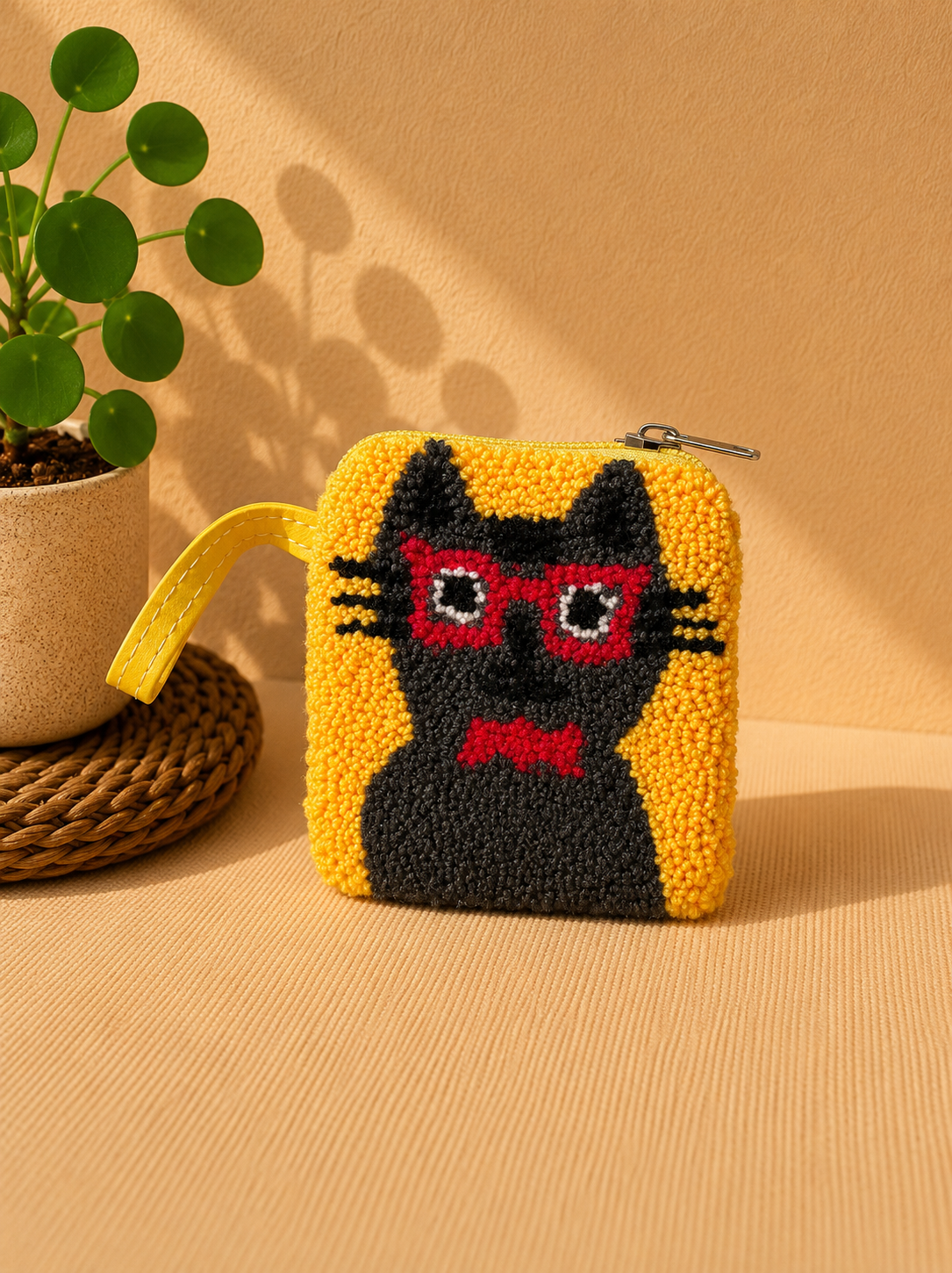 Handmade Wayuu Coin Purse SMALL– Colorful Artisan Mini Zipper Pouch with Whimsical Cats Design (Copy)