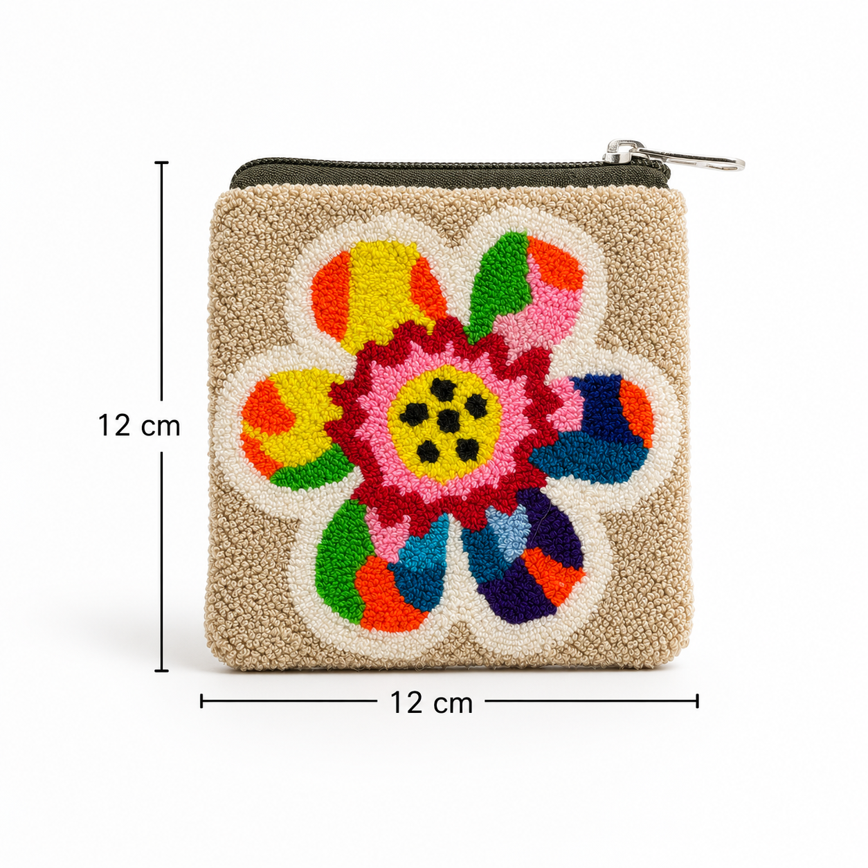 Handmade Wayuu Floral Mini Pouch – Artisan Crochet Zipper Wallet