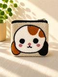 Handmade Punch Needle Pet Coin Purse – Cute Dog & Cat Zipper Pouch, Tufted Animal Mini Wallet