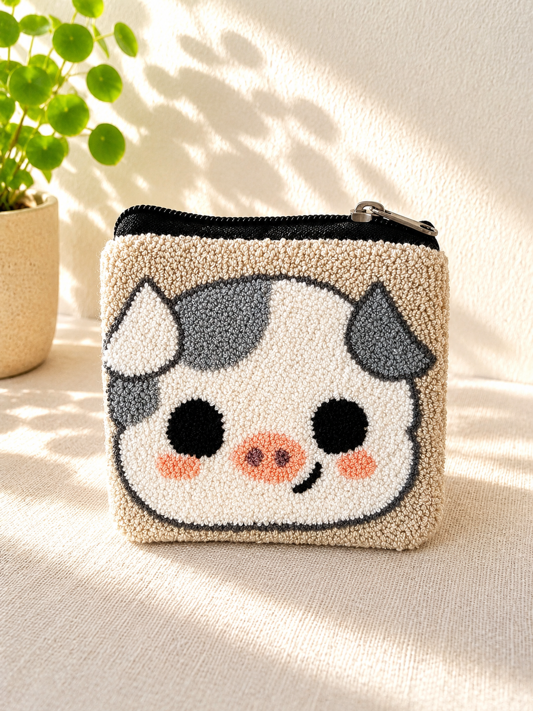 Handmade Farm Animal & Butterfly Tufted Coin Purse – Cute Zipper Pouch Collection, Artisan Plush Wallet