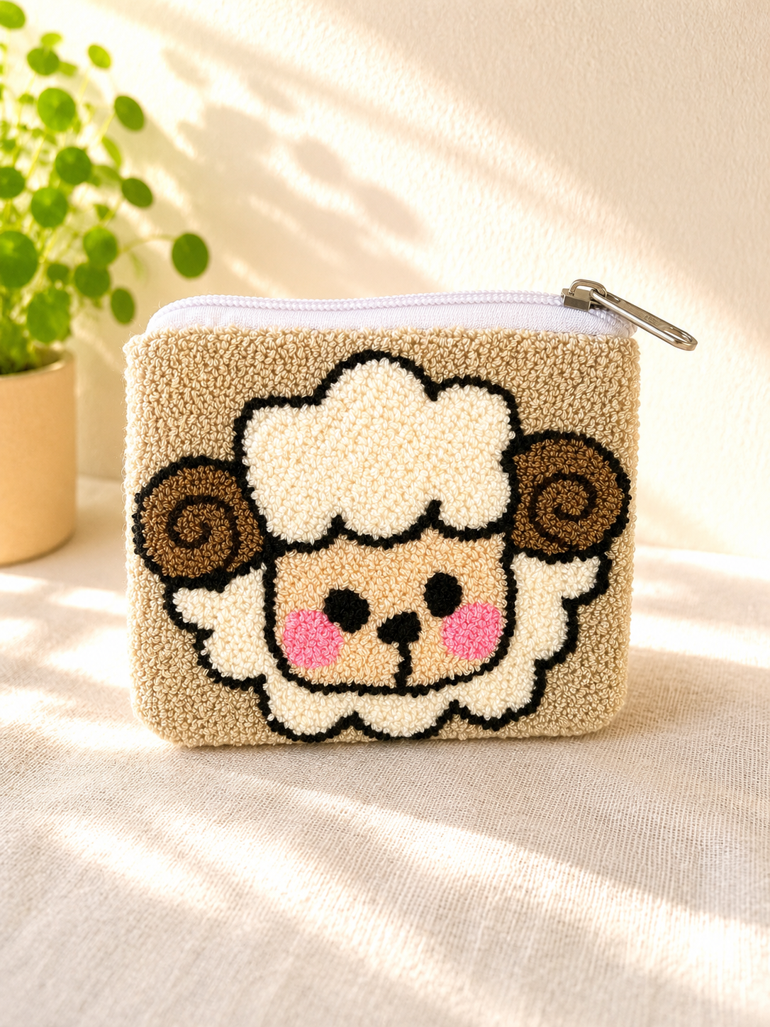 Handmade Farm Animal & Butterfly Tufted Coin Purse – Cute Zipper Pouch Collection, Artisan Plush Wallet