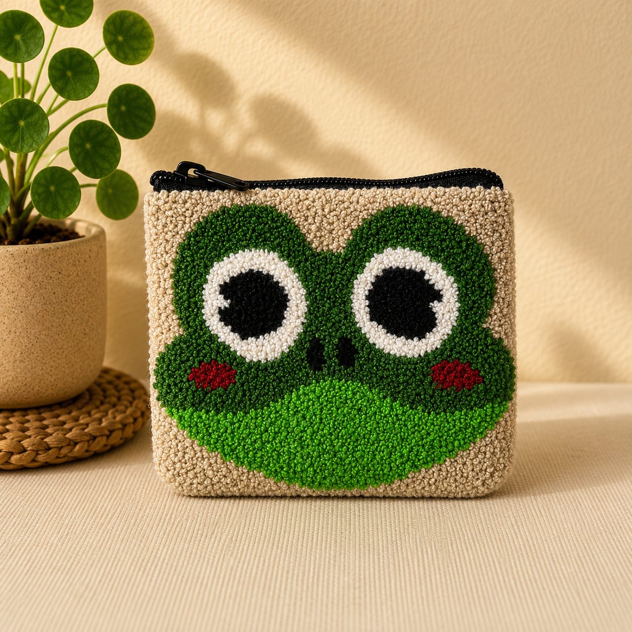 Handmade Farm Animal & Butterfly Tufted Coin Purse – Cute Zipper Pouch Collection, Artisan Plush Wallet