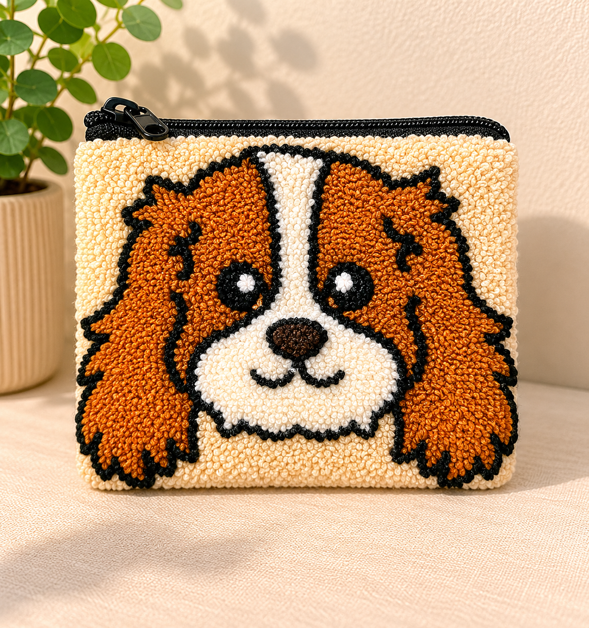 Handmade Punch Needle Pet Coin Purse – Cute Dog & Cat Zipper Pouch, Tufted Animal Mini Wallet