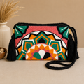 Handmade Mandala Punch Needle Crossbody Bag – Boho Geometric Artisan Clutch Purse
