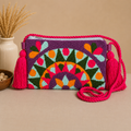 Handmade Mandala Punch Needle Crossbody Bag – Boho Geometric Artisan Clutch Purse