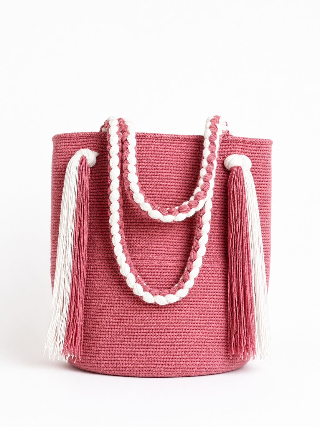 Handmade Wayuu Crochet Tote Bag – Braided Handle Shoulder Bag, Artisan Colombian Handbag