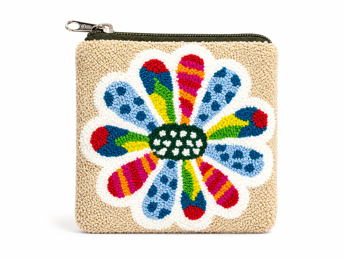Handmade Wayuu Floral Mini Pouch – Artisan Crochet Zipper Wallet