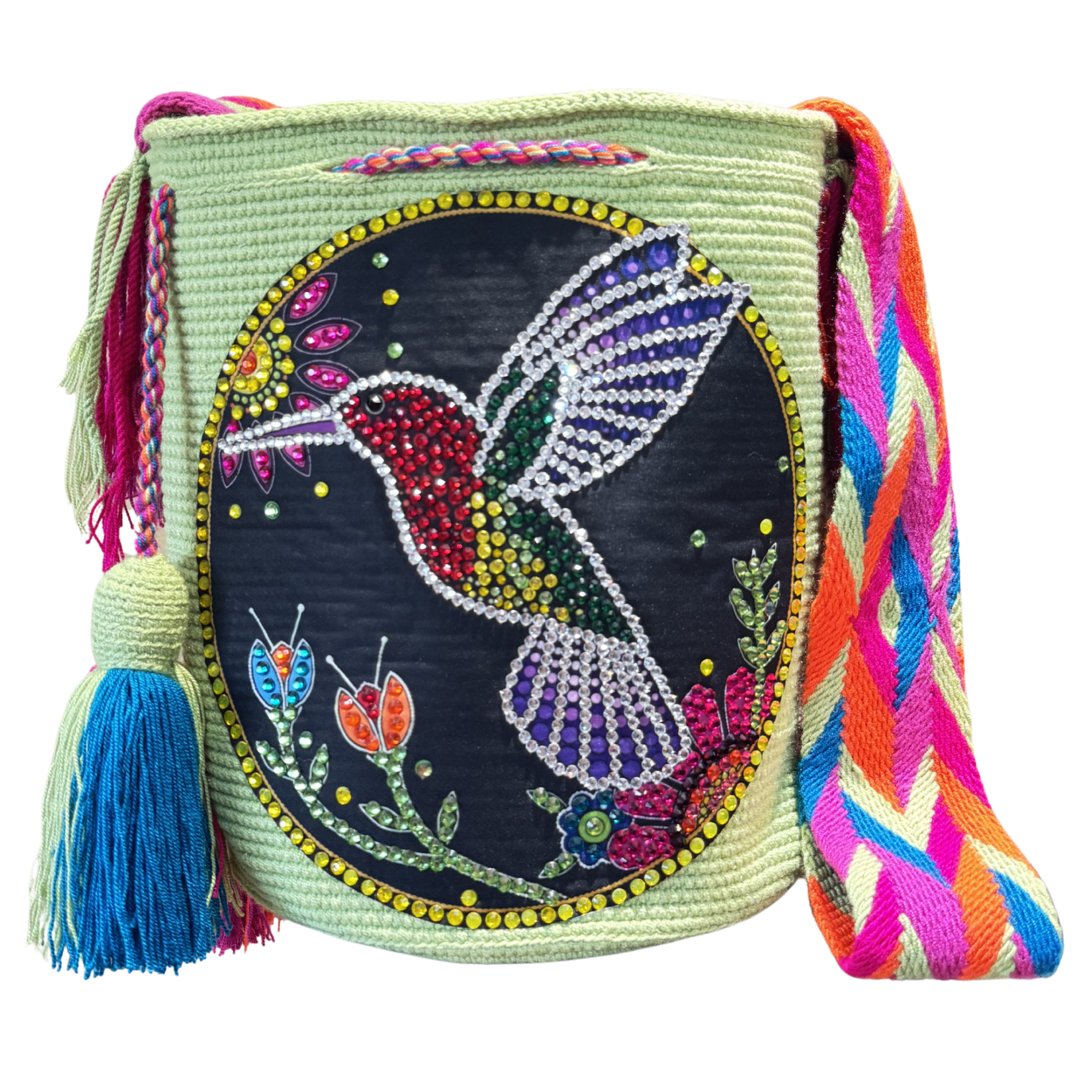 Handmade Wayuu Wildlife Collection Bag – Rhinestone Edition