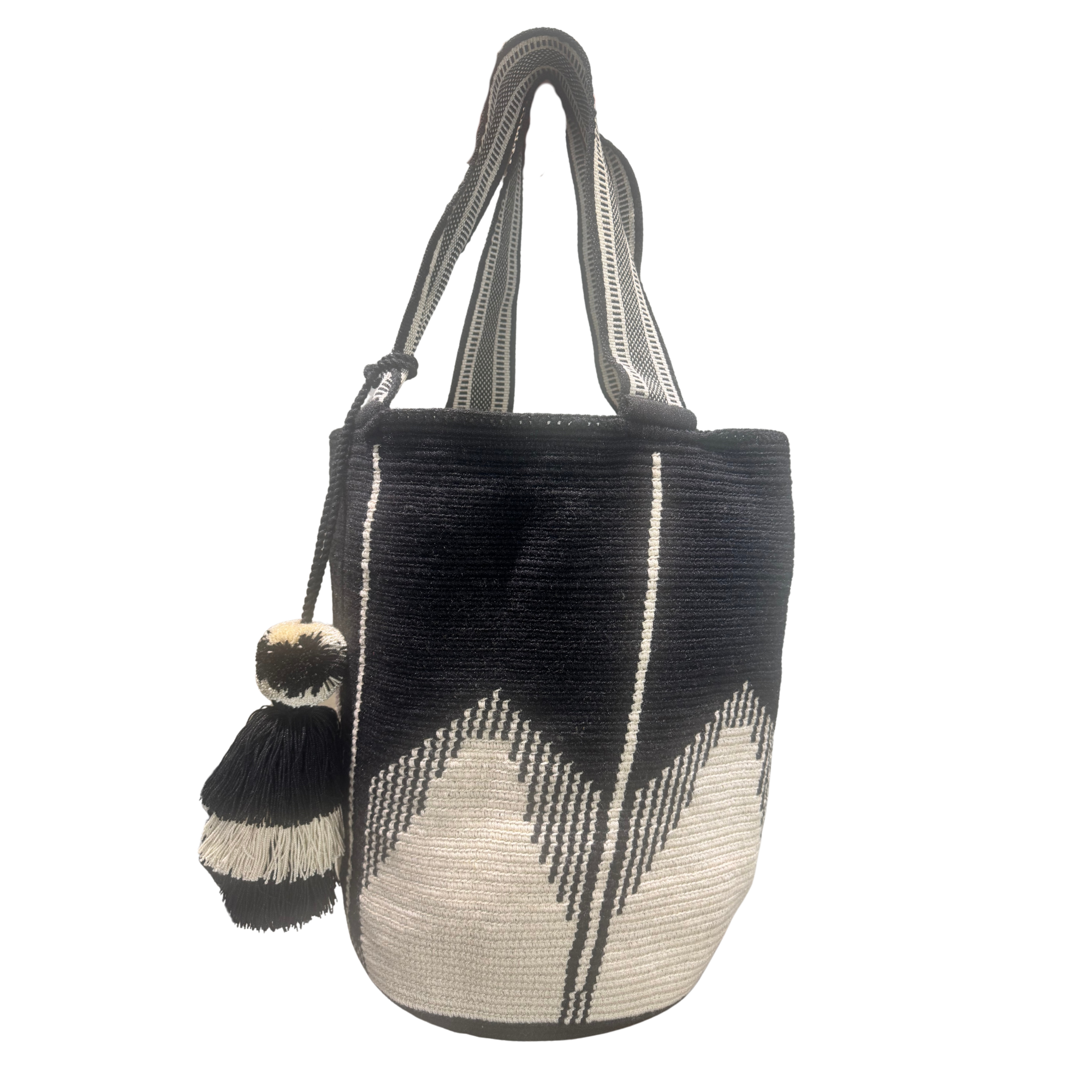 Handmade Wayuu Mochilón Tote – Geometric Earth Tone Crochet Shoulder Bag