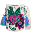 Handmade Wayuu Heart Bag – Ivory Mochila Crossbody, Floral Artisan Woven Statement Bag