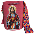 Sacred Heart Wayuu Crossbody Bag – Rhinestone Edition