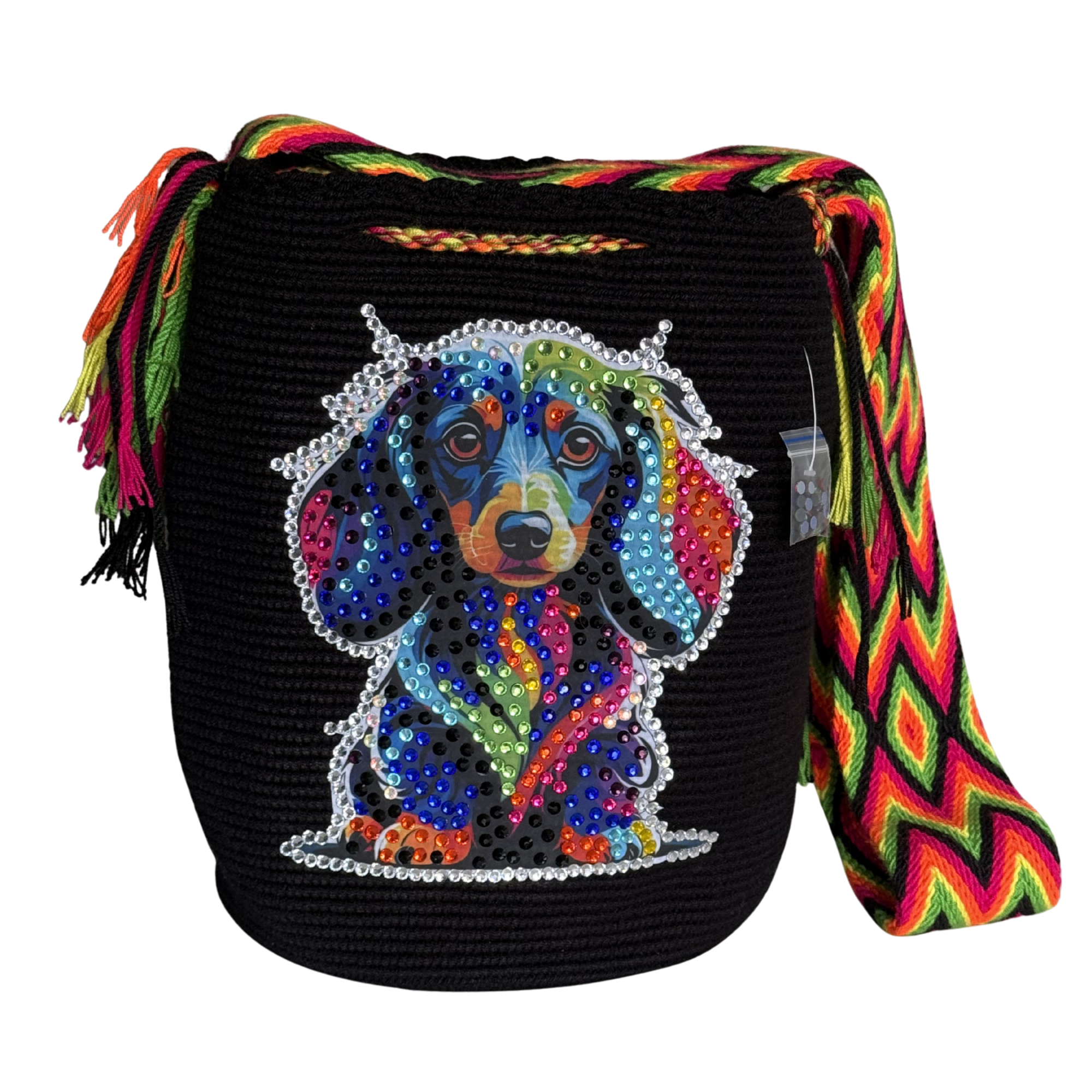 Handmade Wayuu Dog Collection Bag – Rhinestone Edition