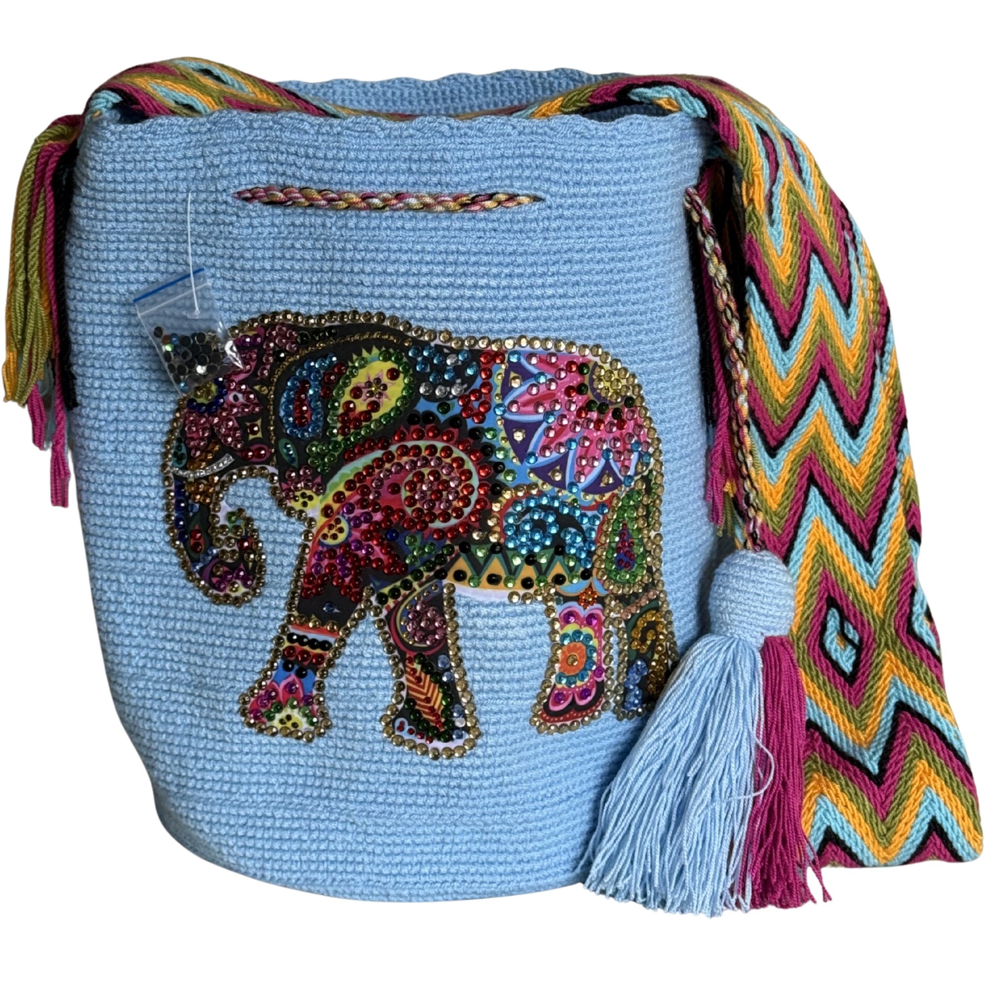 Handmade Wayuu Wildlife Collection Bag – Rhinestone Edition