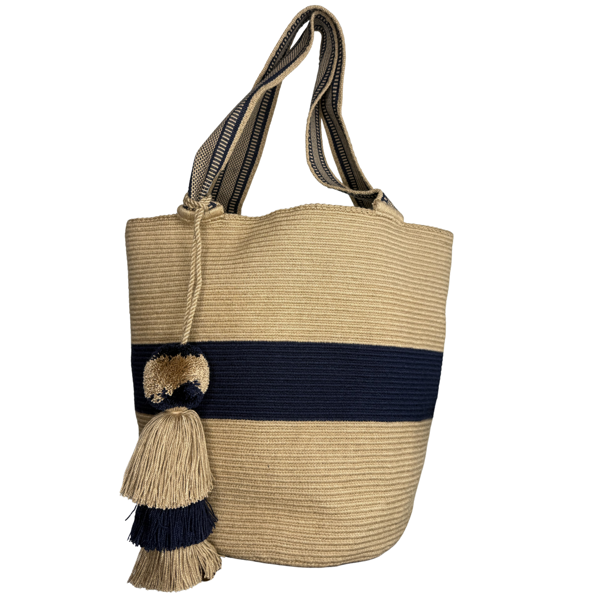 Handmade Wayuu Mochilón Tote – Geometric Earth Tone Crochet Shoulder Bag