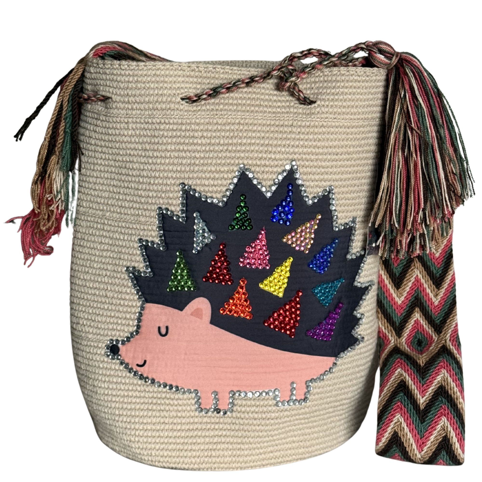 Handmade Wayuu Wildlife Collection Bag – Rhinestone Edition
