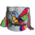 Handmade Wayuu Hummingbird Bag – Colorful Crochet Crossbody with Tropical Bird Design