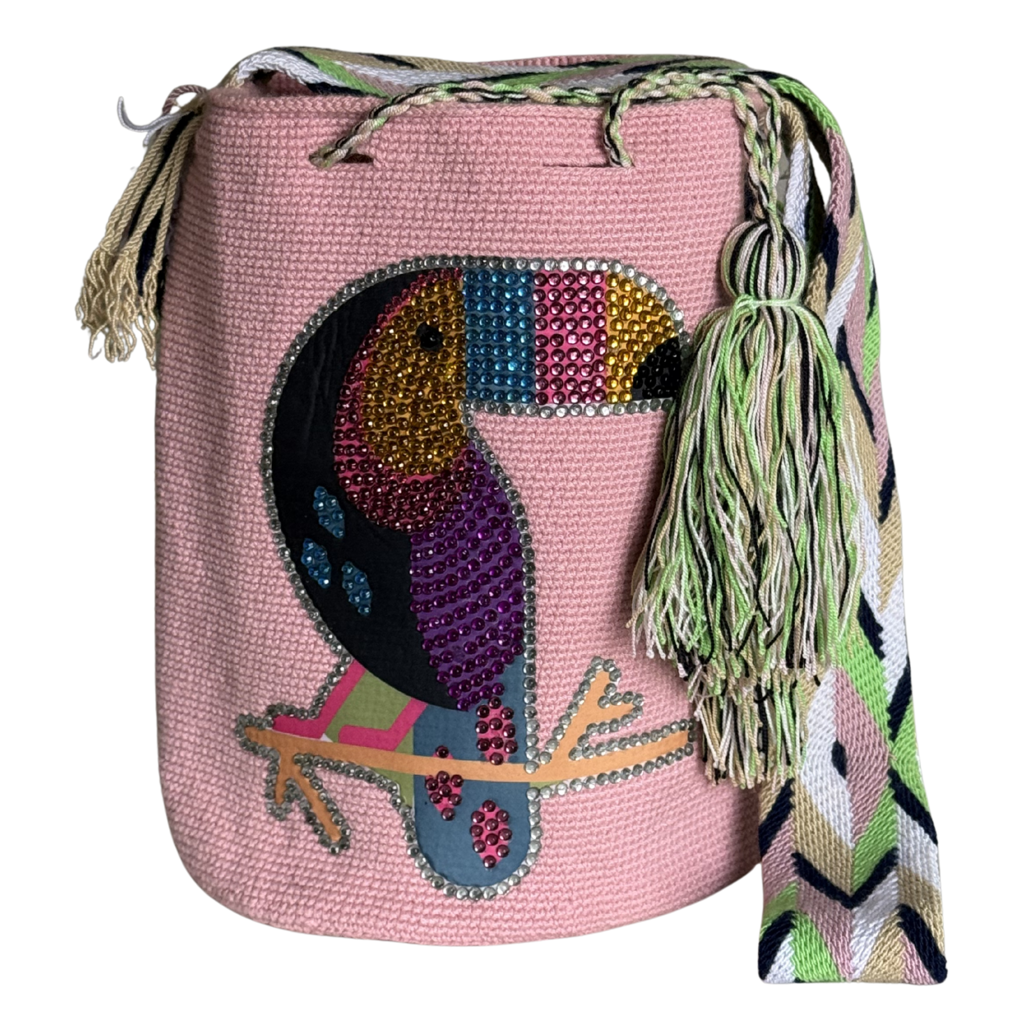 Handmade Wayuu Wildlife Collection Bag – Rhinestone Edition