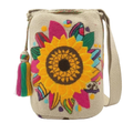 Handmade Sunflower Wayuu Crossbody Bag – Floral Artisan Crochet Mochila Purse